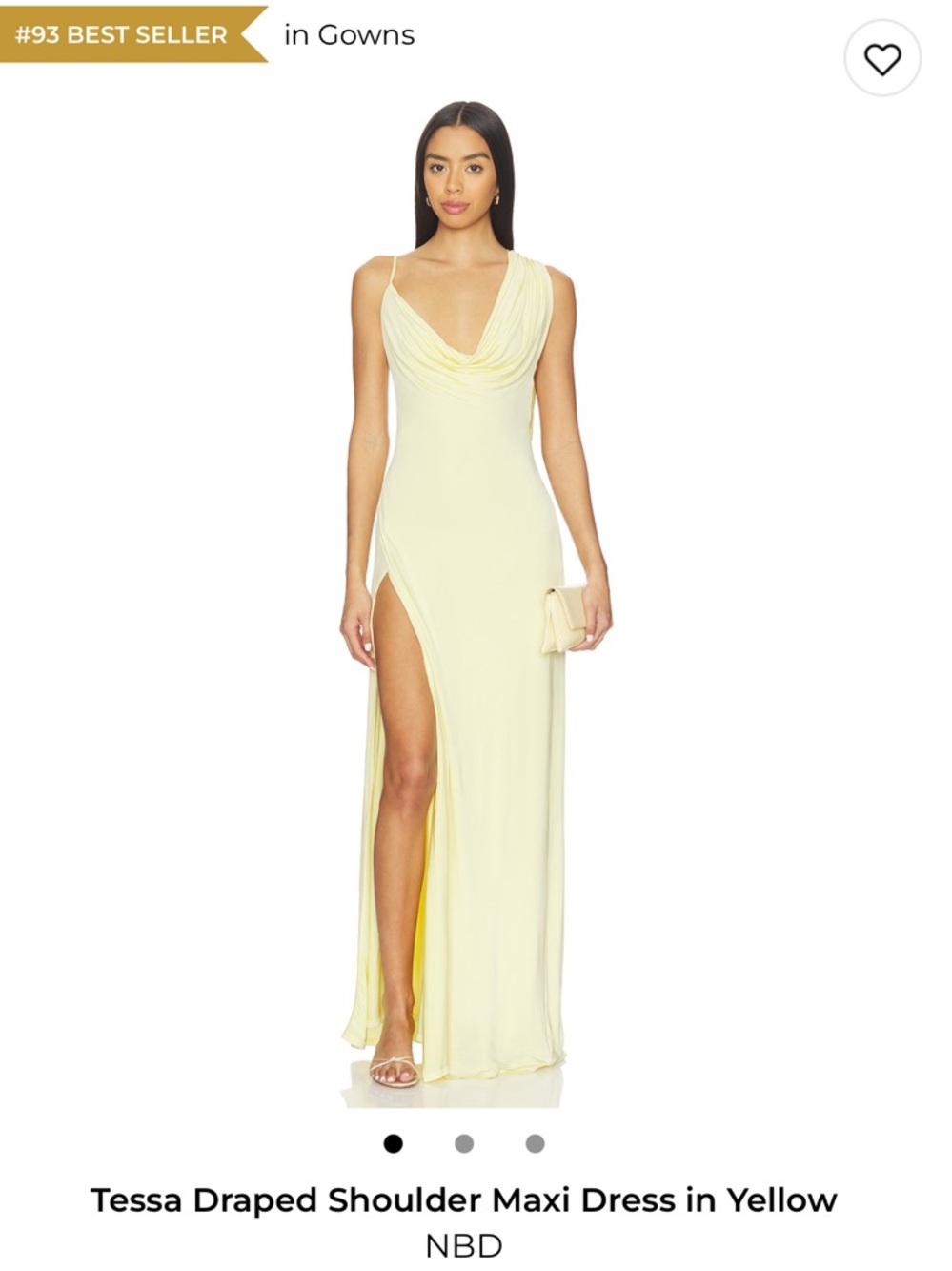 NBD Yellow Cowl-Neck Maxi Dress with Slit